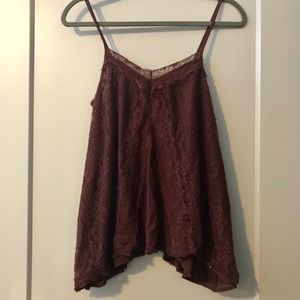 American Eagle Outfitters Maroon Lace Tank M